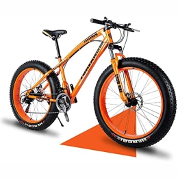 UYHF Fat Tyre Mountain Bike UYHF 24" Mountain Bikes, 24 Speed Bicycle, Adult Fat Tire Mountain Trail Bike, Snow Bike, High-carbon Steel Frame Dual Full Suspension Dual Disc Brake orange-21 speed