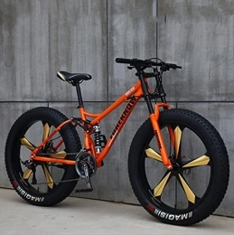 UYHF Bike UYHF 26" Mountain Bikes, Adult Fat Tire Mountain Trail Bike 21 / 24 / 27 Speed Bicycle High-carbon Steel Frame Dual Full Suspension Dual Disc Brake orange-21 speed