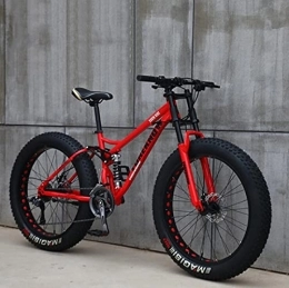 UYHF Bike UYHF 26" Mountain Bikes, Adult Fat Tire Mountain Trail Bike, 21 Speed Bicycle, High-carbon Steel Frame Dual Full Suspension Dual Disc Brake red- 24 speed