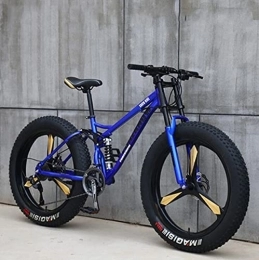 UYHF Fat Tyre Mountain Bike UYHF Mountain Bikes, 26 Inch Fat Tire Hardtail Mountain Bike, Dual Suspension Frame and Suspension Fork All Terrain Mountain Bike blue- 24 speed