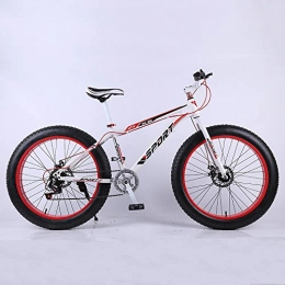 VANYA Fat Tyre Mountain Bike VANYA 24 Speed Mountain Bike 26 Inch Double Disc Brake 4.0 Big Tire Snowmobile Off-Road Beach Adult Bicycle, whitered