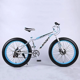 VANYA Fat Tyre Mountain Bike VANYA Disc Brake Mountain Bike 26 Inches 7 Speeds Suspension Off-Road Snowmobile 4.0 Wide Tire Beach Bicycle, whiteblue