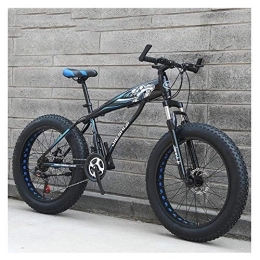 WJSW Fat Tyre Mountain Bike WJSW Adult Mountain Bikes, Boys Girls Fat Tire Mountain Trail Bike, Dual Disc Brake Hardtail Mountain Bike, High-carbon Steel Frame, Bicycle, Blue B, 26 Inch 21 Speed