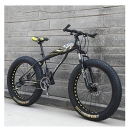 WJSW Fat Tyre Mountain Bike WJSW Adult Mountain Bikes, Boys Girls Fat Tire Mountain Trail Bike, Dual Disc Brake Hardtail Mountain Bike, High-carbon Steel Frame, Bicycle, Yellow B, 24 Inch 21 Speed