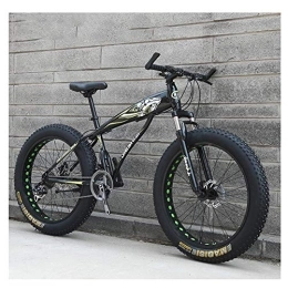 WJSW Fat Tyre Mountain Bike WJSW Adult Mountain Bikes, Boys Girls Fat Tire Mountain Trail Bike, Dual Disc Brake Hardtail Mountain Bike, High-carbon Steel Frame, Bicycle, Yellow E, 26 Inch 27 Speed