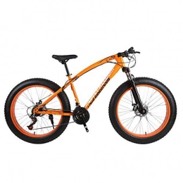 WJSW Fat Tyre Mountain Bike WJSW Beach bike, 26-inch 27-speed fat bike is easy to adapt to the road, snow, stone road, silt road and other complex roads, 165-185 people can use, orange, yellow, silver for your choice
