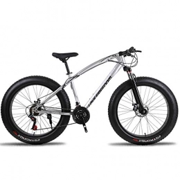 WSZGR Fat Tyre Mountain Bike WSZGR 26 Inch Mountain Bikes Bicycle, Mountain Bike For Teens Adults Men Women, Double Disc Brake Fat Tire Mountain Bicycle Silver 26", 7-speed