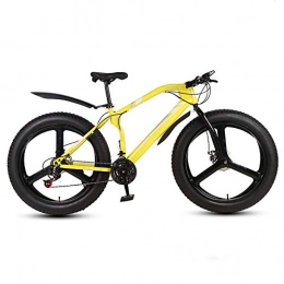 WSZGR Fat Tyre Mountain Bike WSZGR Mountain Bikes, 26 Inch Fat Tire Hardtail Mountain Bike, Dual Suspension Frame And Suspension Fork All Terrain Mountain Bicycle Yellow 3 Spoke 26", 27-speed