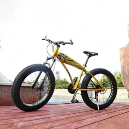 XIAOFEI Bike XIAOFEI 21 Speed Fat Tire Full Suspension Mountain Bike / Beach Cruiser Bicycle For Men, Beach Bicycle Atv Bicycle Snowbike And Beach Bicycle, Yellow, 24