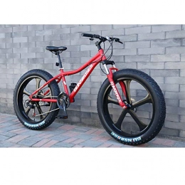 XNEQ Fat Tyre Mountain Bike XNEQ 26 Inch Variable Speed Mountain Bike, 4.0 Wide Tire Beach Snowmobile, 7 / 21 / 24 / 27 / 30 Speed, Removable, Red, 27