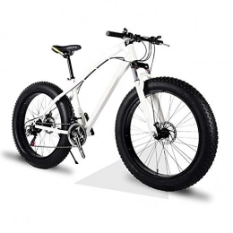 ZXL Fat Tyre Mountain Bike ZXL Fat Tire Mountain Bike Mens, 24 speed, 27 speed Beach Bike, Double Disc Brake 20 Inch Cruiser Bikes, 4.0 wide Wheels, Adult Snow Bicycle, White, 27 speed