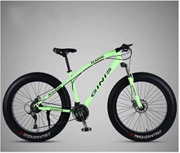 ZYLE Fat Tyre Mountain Bike ZYLE 26 Inch Mountain Bicycle, High-carbon Steel Frame Fat Tire Mountain Trail Bike, Men's Womens Hardtail Mountain Bike with Dual Disc Brake (Color : Green, Size : 30 Speed Spoke)