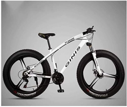 ZYLE Fat Tyre Mountain Bike ZYLE 26 Inch Mountain Bicycle, High-carbon Steel Frame Fat Tire Mountain Trail Bike, Men's Womens Hardtail Mountain Bike with Dual Disc Brake (Color : White, Size : 30 Speed 3 Spoke)