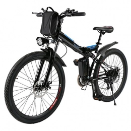 Eloklem Folding Electric Mountain Bike 26” Electric Mountain Bike for Adults Folding Electric Bike, 36V 8AH Removable Battery 250W Motor, 21-Speed E Bike Electric Commuter Mountain Bike (Black)