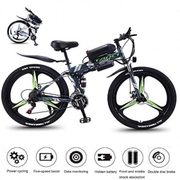 WFWPY Folding Electric Mountain Bike 26" Electric Mountain Bike Wheel Folding Ebike Cruise Mode Magnesium Alloy Rim 13AH Lithium-Ion Battery 350W Portable Folding Bicycle, Power endurance 40km, Gray One wheel