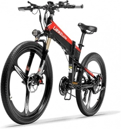 FFSM Folding Electric Mountain Bike 26'' Folding Ebike 400W 48V 14.5Ah Removable Battery 21 Speed Mountain Bike 5 Level Pedal Assist Lockable Suspension Fork, Size:10.4Ah (Color : Black Grey, Size : 12.8Ah+1 Spare Battery) plm46