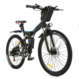 Electric oven Folding Electric Mountain Bike 350W Electric Mountain Bike for Adults, 36V / 8Ah Removable Battery, 26″ Tire, Disc Brake 21 Speed E-Bike (Color : Black)