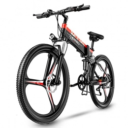 GAOXQ Folding Electric Mountain Bike 400W Electric Bike 26 In Adults Electric Commuter Bike / Electric Mountain Bike, 48V Ebike With10Ah Battery, Professional 27 Speed Gears Red black-27 speed