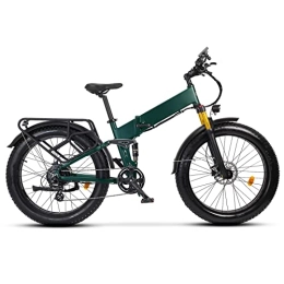 Electric oven Bike 750w Electric Bike Folding for Adults Ebike 26 * 4.0 Inch Fat Tire 8 Speed Transmission 48v 14ah Lithium Battery Full Suspension Electric Bicycle (Color : Matte Green)
