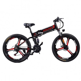 AKEFG Folding Electric Mountain Bike AKEFG Hybrid mountain bike, adult electric bicycle detachable lithium ion battery (48V10Ah) 21 speed 5 speed assist system, 26 inch, Black