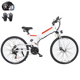 Amantiy Folding Electric Mountain Bike Amantiy Electric Bike, Foldable Adult Mountain Electric Bike, 48V 10AH Lithium Battery, 480W Aluminum Alloy Bicycle, 21 speed, 26 Inch Aluminum alloy spoke wheel (Color : White, Size : 10AH)