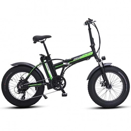 AMGJ Folding Electric Mountain Bike AMGJ Electric Mountain Bike, 20 Inch Folding Electric Bike, 4.0 Wide Tires Pneumatic Tires 36V 15AH Removable Charging Lithium Battery 500W Brushless Motor Max Speed 40KM / H, Black, 48V15AH