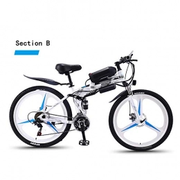 AYHa Folding Electric Mountain Bike AYHa Adult Travel Electric Bicycle, 350W Motor 36V Hidden Removable Battery 26 inch Mountain Folding Electric Bike Dual Disc Brakes 27-Speed Unisex, White, A