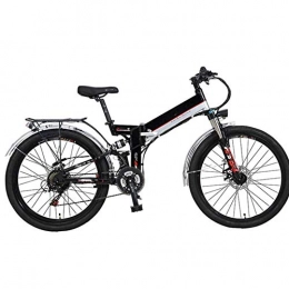 AYHa Folding Electric Mountain Bike AYHa Folding Mountain Electric Bicycle, 300W Motor 26'' Adult Ebike Removable 48V10Ah Lithium-Ion Battery 21 Speed Dual Disc Brakes with Rear Seat, Black, B