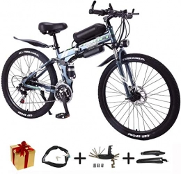 Bike Bike BIKE Electric Bicycle, Folding E-Bike - 26 inch Wheel Electric Bike Aluminum Alloy 36V Mountain Cycling Bicycle, Shimano 21-Speed for Adults Gray-90Km, Gray, 90Km