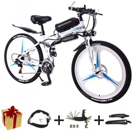 Bike Bike BIKE Electric Bicycle, Folding E Bike - 26 inch Wheel Electric Bike Aluminum Alloy 36V Mountain Cycling Bicycle, Shimano 21-Speed for Adults White-90Km, White, 90Km