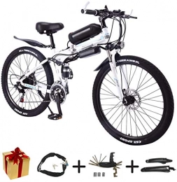 Bike Bike BIKE Electric Mountain Bike, Folding E-Bike - 26 inch Wheel Electric Bike Aluminum Alloy 36V Mountain Cycling Bicycle, Shimano 21-Speed for Adults White-50Km, White, 50Km