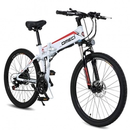 BNMZXNN Bike BNMZXNN 26 inch electric folding bicycle city male / female bicycle road bike double suspension 48V10ah 300W motor, aluminum alloy frame, double brake, White-Retro wheel