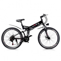 BNMZXNN Folding Electric Mountain Bike BNMZXNN Folding electric mountain bike, unisex double suspension mountain bike, 26 inch overall wheel 21 speed commuter city folding bike, Black retro wheel-350W