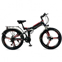 bzguld Folding Electric Mountain Bike bzguld Electric bike Electric Bike for Adult 26 inch Tire Ebikes Foldable 48V Lithium Battery E-Bike 500W Mountain Snow Beach Electric Bicycle (Color : 3-Black red)