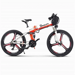 CASTOR Folding Electric Mountain Bike CASTOR Electric Bike Fast Electric Bikes for Adults 26 inch 350W Folding Mountain Snow EBike with Super Lightweight Aluminum Alloy 6 Spokes Integrated Wheel Premium Full Suspension 21 Speed Gear