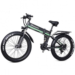 CHEER.COM Bike CHEER.COM 26 Inch Electric Bike 1000W Motor Super Level Snow Bike 7 Speeds Electric Bike Folding E-bike 48V12Ah Electric Bicycle 4.0 Fat Tire Ebike For Adults, Green