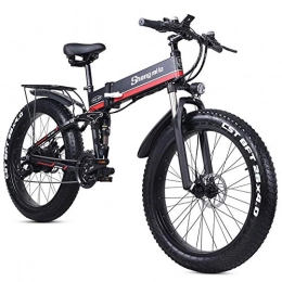 CHEER.COM Bike CHEER.COM 26 Inch Electric Bike 1000W Motor Super Level Snow Bike 7 Speeds Electric Bike Folding E-bike 48V12Ah Electric Bicycle 4.0 Fat Tire Ebike For Adults, Red