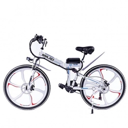 CJCJ-LOVE Bike CJCJ-LOVE Electric Folding Mountain Bike, 48V / 8Ah Lithium Battery E-Bike 26 Inch Full Shock Absorber Integrated Wheel Cycling Bicycle, White