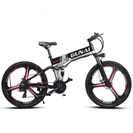 CJH Bike CJH Bicycle, Bike, Mountain Bike, 26 inch Electric Mountain Bike with Rear Seat with 3 Spokes Integrated Wheel Premium Full Suspension and 21 Speed Gear, Black