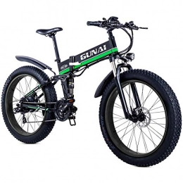 CJH Bike CJH Bicycle, Bike, Mountain Bike, 26 inch Electric Snow Bike 1000W 48V Foldable Fat Tire Mountain Bike with Rear Seat MTB 21 Speed E-Bike Pedal Assist Hydraulic Disc Brake, Green