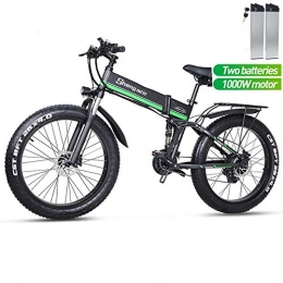 cuzona Folding Electric Mountain Bike cuzona electric bicycle bike 26inch 4 0Fat tire folding adult lithium battery 48v electric bike ebike mountain motorcycle snow e-bike-two_battery_green_CHINA