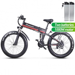 cuzona Folding Electric Mountain Bike cuzona electric bicycle bike 26inch 4 0Fat tire folding adult lithium battery 48v electric bike ebike mountain motorcycle snow e-bike-two_battery_red_France