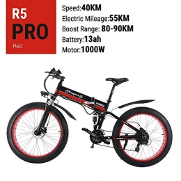 cuzona Folding Electric Mountain Bike cuzona electric bike1000W Power 48V12 8AH Snow Bicycle Oil Brake Aluminum Frame Folding Electric Mountain Bike Electric Bicycle-R5PRO-1000W-red