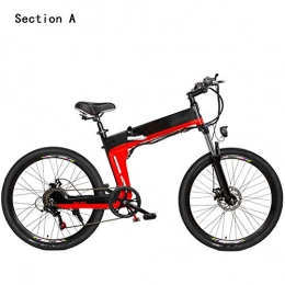 CXY-JOEL Folding Electric Mountain Bike CXY-JOEL Adults Electric Mountain Bike, Aluminum Alloy Frame 26 inch Folding City E-Bike Dual Disc Brakes 7-Speed 48V Removable Battery, Silver, A 10Ah, Red