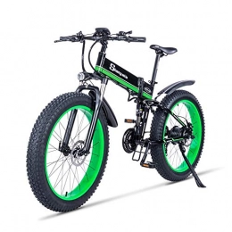 LIU Folding Electric Mountain Bike Ebike 1000W Electric Beach Bike Snowmobile Helping Mountain Bike Off -road Bike Roller Bike Fury Lithiu Power, Green