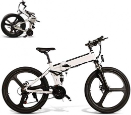 ZMHVOL Folding Electric Mountain Bike Ebikes, 26" Electric Bike Trekking / Touring Bike, Smart Folding E-Bike 48V 10AH 350W Motor Mountain Bicycle for Men 21-Level Shift Assisted, White ZDWN