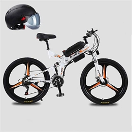 Fangfang Folding Electric Mountain Bike Electric Bikes, 26'' 350W Motor Folding Electric Mountain Bike, Electric Bike with 48V Lithium-Ion Battery, Premium Full Suspension And 21 Speed Gears, Blue, 10AH , E-Bike ( Color : White , Size : 10AH )