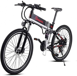 Fangfang Folding Electric Mountain Bike Electric Bikes, 26 Inch Electric Mountain Bike 48V 350W Foldable Lithium Battery Aluminum Alloy Body 3 Working Modes Multi-Function Intelligent Instrument Adult Off-Road, Black, Wire Wheel , E-Bike