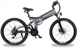 Fangfang Folding Electric Mountain Bike Electric Bikes, Adult Folding Electric Bicycles Aluminium 26inch Ebike 48V 350W 10AH Lithium Battery Dual Disc Brakes Three Riding Modes with LED Bike Light , E-Bike ( Color : GRAY , Size : 10AH480WH )