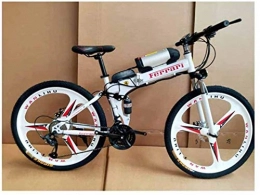 Fangfang Bike Electric Bikes, Electric Bicycle Folding Lithium Battery Assisted Mountain Bike Suitable for Adult Variable Speed Riding Carbon Steel Frame, Red, 21 speed , E-Bike ( Color : White , Size : 21 speed )